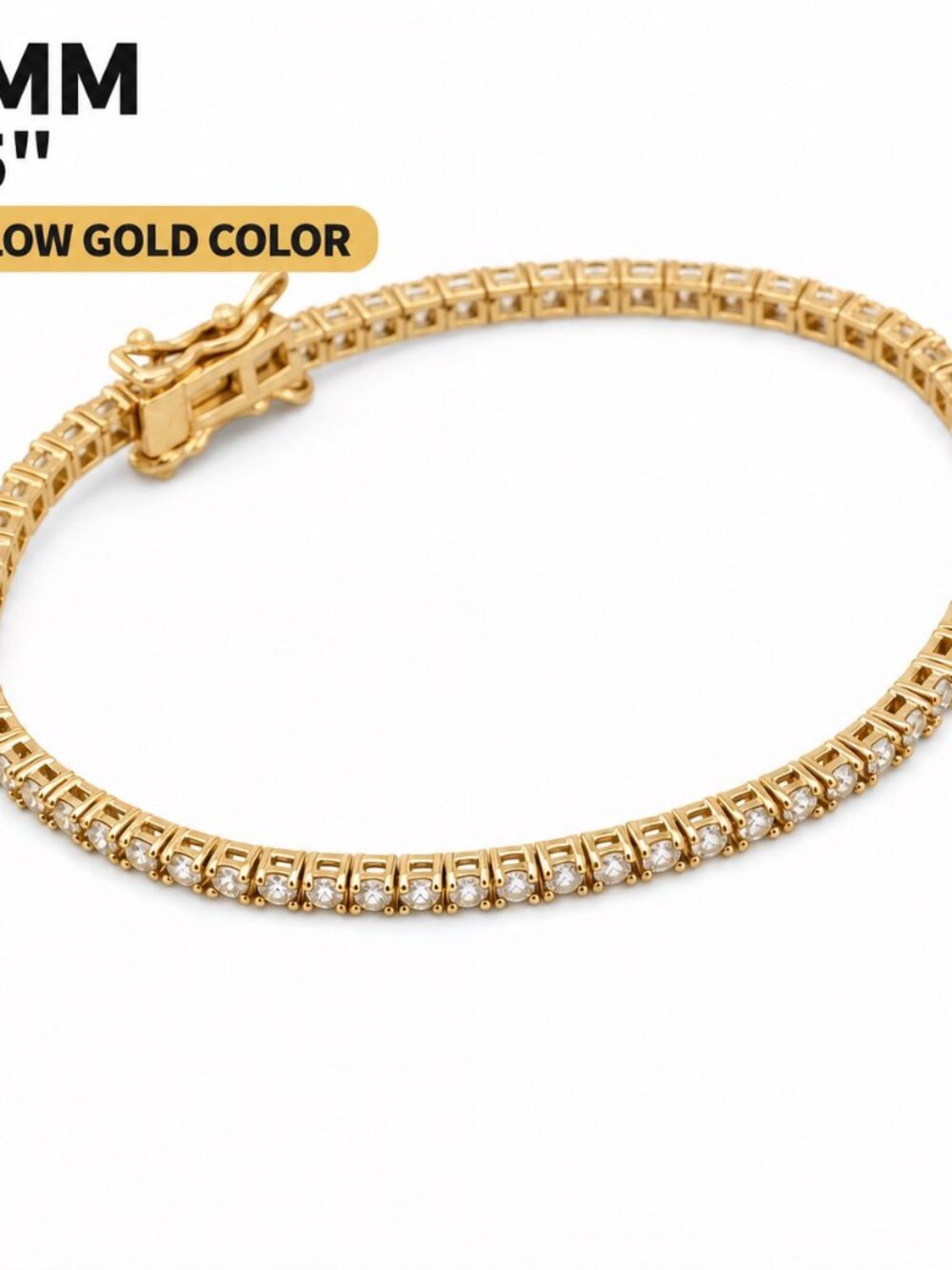 LEKANI 2mm Moissanite Tennis Bracelet S925 Gold 6.5 in